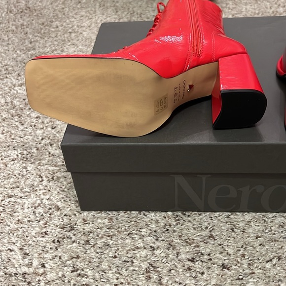 Red dress boot in a block 3’ heel leather wet patent. Brand new. Size 6. - Picture 5 of 7